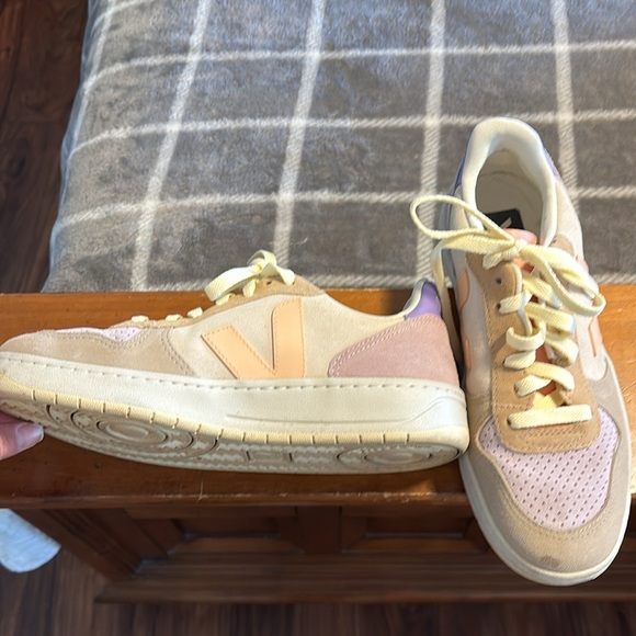 Veja Women's Sneakers in Cream, Pink, and Tan - Picture 1 of 7